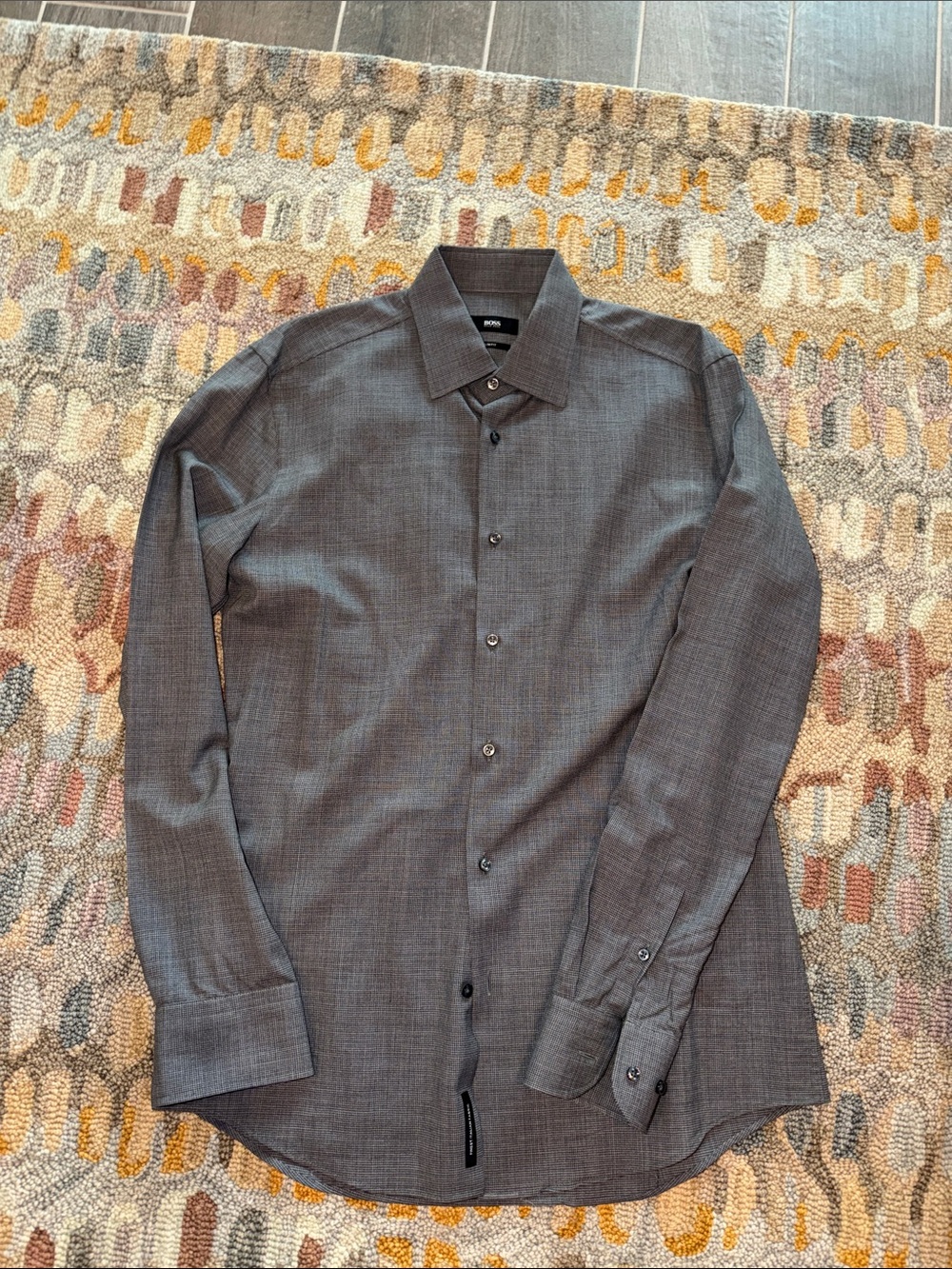BOSS Men's Long-Sleeve Dress Shirt in Charcoal